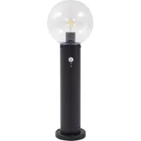 LINDBY sokkellampe Dangan, svart/klar 60 cm, glass, sensor