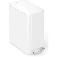 Simplehuman 5L slank pedalbøtte, hvitt rustfritt stål