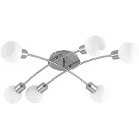 LINDBY Agmar taklampe, nikkelfarget, glass, 6 lyskilder, E14