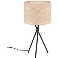 LINDBY bordlampe Soula, Ø 26 cm, beige, plast, E27