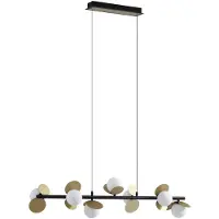 LUCANDE LED-pendel Pallo, 7-lys, svart/gull, glass