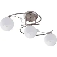 LINDBY taklampe Svean, 3 lyskilder, nikkel/hvit, glass, lengde 60 cm