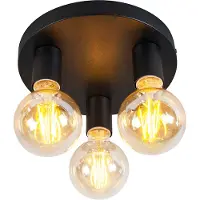 QAZQA Moderne taklampe sort rund - Facil 3