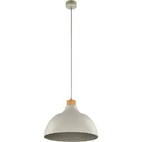TK Lighting Hengelampe Kaitt, beige, Ø 34 cm, detaljer i tre