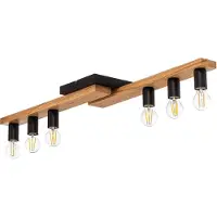 Lamkur Taklampe Laurent, tre/svart, 104 cm, 6 lyskilder