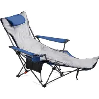 Vevor lenestol, 4 justerbare posisjoner, bærbar sammenleggbar solseng for voksne, nettingstrandstol med fotstøtte og plysjpute, støtter 220 lbs, kraftige campingstoler for terrasse, blå