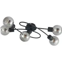 LINDBY taklampe Elaina, 66 cm, 5 lyskilder, svart/røyk, E14