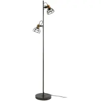 LINDBY Lucande Arinthea gulvlampe, 2-lys, svart, stål, E14