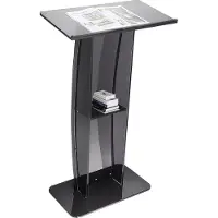 OEM Akryl Podium, 47" høy, Akryl Podium Stand med bred leseflate og oppbevaringshylle, gulvstående klar Prekestol Akryl for Kirkens kontorskole, svart
