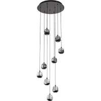 LUCANDE LED-hengelampe Hayley, svart, 9 lyskilder, glass