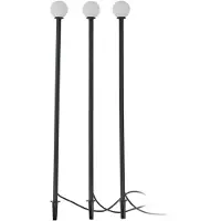 LINDBY LED-solcellelampe Brindley, sett med 3, svart, glass