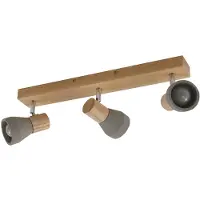 LINDBY Filiz spotlight, 3 lyskilder, 47 cm lang, tre, betong, E14