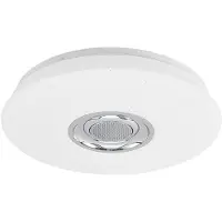 LINDBY LED-taklampe Elpida, høyttaler, hvit, Ø 39cm