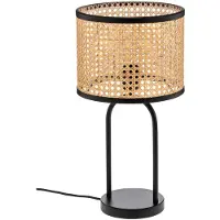 LINDBY bordlampe Yaelle, 50 cm høy, rotting, svart, E27
