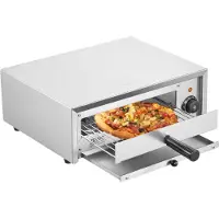 Vevor elektrisk pizzaovn til benkeplate, 12 tommer, 1500 W, temperaturområde 0–300 °C, konstruksjon i rustfritt stål og rengjørbar smulebrett, egnet for både kommersiell og hjemmebruk