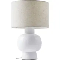 LINDBY bordlampe Arved, hvit, tekstil, keramikk, 46 cm