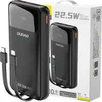 Dudao K15Pro 20000mAh Power Bank 22.5W PD USB-C/USB-A med Lightning & USB-C-kabler - Svart