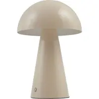 LINDBY Nevijo LED-bordlampe med batteri, beige, Ø 20 cm, USB, dimmer
