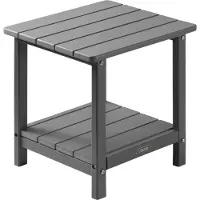 Vevor utendørs sidebord, 450B x ​​380D x 440H mm, dobbelt lag HDPE utendørs endebord for enkelt vedlikehold, tåler tøft vær, egnet for terrasse, basseng, strand, veranda, innendørs, bakgård, grå