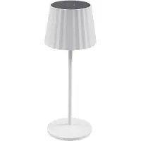 LINDBY LED-batteridrevet bordlampe Esali, hvit, riller, 29 cm