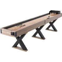 Vevor Shuffleboard-bord, 3,8 meter shuffleboard for familierom, 2-i-1 shuffleboard- og bowlingkombinasjonssett, med ripebestandig spillefelt, ben, 8 pucker, bowlingsett, voks og bordbørste
