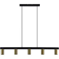 LINDBY hengelampe Baliko, svart/messing, 5 lyskilder, GU10