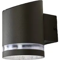 LINDBY Melinda utendørs LED-vegglampe, 9 cm, stål