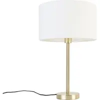 QAZQA Klassisk bordlampe messing med hvit skjerm 35 cm - Simplo