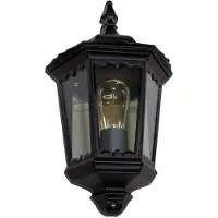LINDBY utendørs vegglampe Lieva, høyde 44 cm, svart, glass
