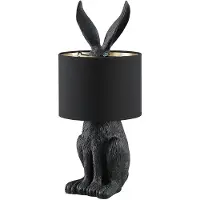 LINDBY bordlampe Lorentina, 56 cm, kanin, svart, tekstil