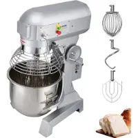 Vevor Industriell kjøkkenmaskin 15 liter 600 W, 3 girhastigheter (110/178/390 o/min), slitesterk 110 V, inkluderer bolle i rustfritt stål, eltekrok, visp, visp, ideell for utdanningsinstitusjoner, bak