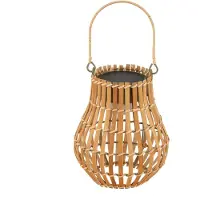 LINDBY LED-solcelledrevne terrasselamper Amaria, bambus, Ø 18 cm