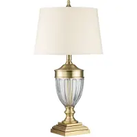 QUOIZEL Tekstilbordlampe Dennison 1 børstet messing
