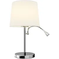 LINDBY bordlampe Benjiro, hvit, tekstil, leselampe, 52 cm