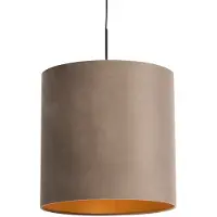 QAZQA Hengende lampe med taupefløyels skjerm med gull 40 cm - Combi