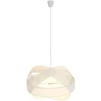 LINDBY pendellampe Simaria, hvit, tekstil, Ø 60 cm, E27