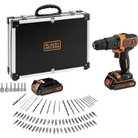 Black & Decker Drill Med 80 Tilbehør 2 Batterier Og Bæreveske Bdchd18bafc-qw 1.5ah