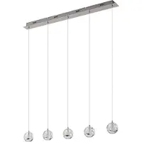 LUCANDE LED-pendellampe Hayley, 96 cm, 5 lyskilder, krom, glass