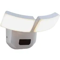 LINDBY utendørs LED-vegglampe Nikias, 30 cm, sensor, 2 lyskilder, hvit