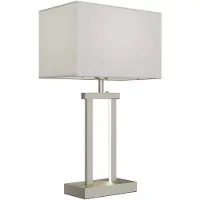 LINDBY bordlampe Sigurd, hvit, stoff, høyde 54 cm, E27