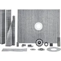 Vevor dusjkarsett, 1219x1524 mm dusjskålsett med 50,8 mm PVC-sentralflens, vanntett membran, rist i rustfritt stål og fugetetning, dusjkarets skråstenger passer til badet