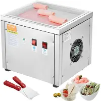 Vevor Frityrstekt iskremrullmaskin, 28 cm x 23 cm wok-iskremform, iskremrullmaskin i rustfritt stål med kompressor og 2 skraper, for å lage iskrem, frossen yoghurt, iskremruller
