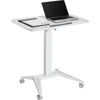Macleans MC-453 W mobilt laptopbord med pneumatisk høydejustering, bord med hjul, 80 x 52 cm, maks. 8 kg, høydejusterbart maks. 109 cm (hvit)