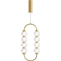 Maytoni LED-hengelampe AMULET, 28 x 57 cm, gullfarget, metall/glass