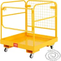 Vevor gaffeltruck sikkerhetsbur, 1200 lbs lastekapasitet, 36 x 36 tommer sammenleggbar gaffeltruck arbeidsplattform med låsbare svingbare hjul, dreneringshull og enhetskjede, rommer 1 til 2 voksne, pe