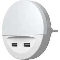 Osram LED-stikkontaktnattlampe LUNETTA USB, hvit, Ø 9 cm