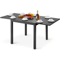 Vevor Utvidbart Spisebord til Utendørs Terrasse, 80-160 cm Rektangulære Bistrobord til Hage, For 4-6 Personer, Aluminiumsramme, Metall Stållameller, Store Møbler til Allvær, for Hage/Veranda, Mørkegrå