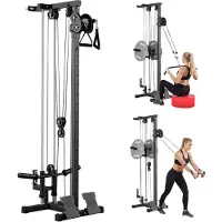 Vevor LAT Pull Down-maskin, 3-i-1 radkabelmaskin, kabelmaskiner hjemmegym med 18-trinns høydejustering, veggmontert design, belastning 227 kg lattavar for helkroppstrening, trening med én arm