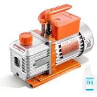 Vevor vakuumpumpe, 5 CFM 142 L/min, HVAC totrinns roterende lamell AC vakuumpumpe, for R134a R22 R410a-systemer, 4-polet motor, for vedlikehold av klimaanlegg i biler, harpiksavgassing, olje inkludert