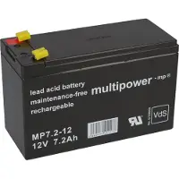 Multipower MP7,2-12 blybatteri 12 V 7,2 Ah blyfleece (B x H x D) 65 x 102 x 151 mm
